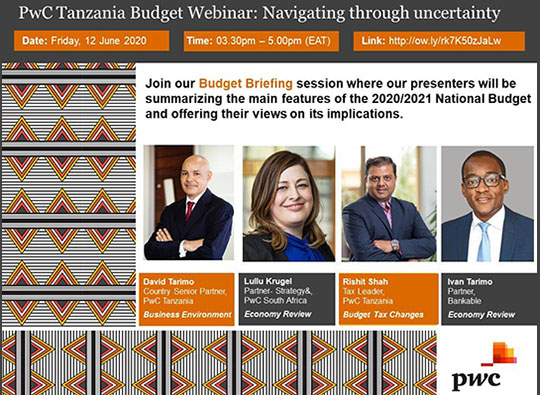 Ivan Tarimo Participating in PwC Tanzania 2020/21 Budget Webinar